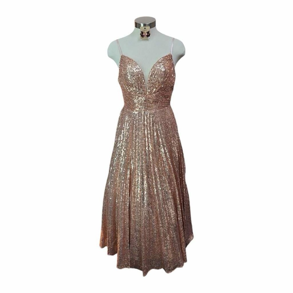 NWT LaDivine Dress gown party rose gold sequin formal Tagged- XS S *READ‎ - Picture 4 of 16